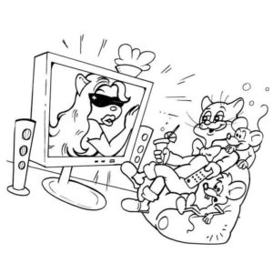 кот Леопольд и мыши смотрят телевизор