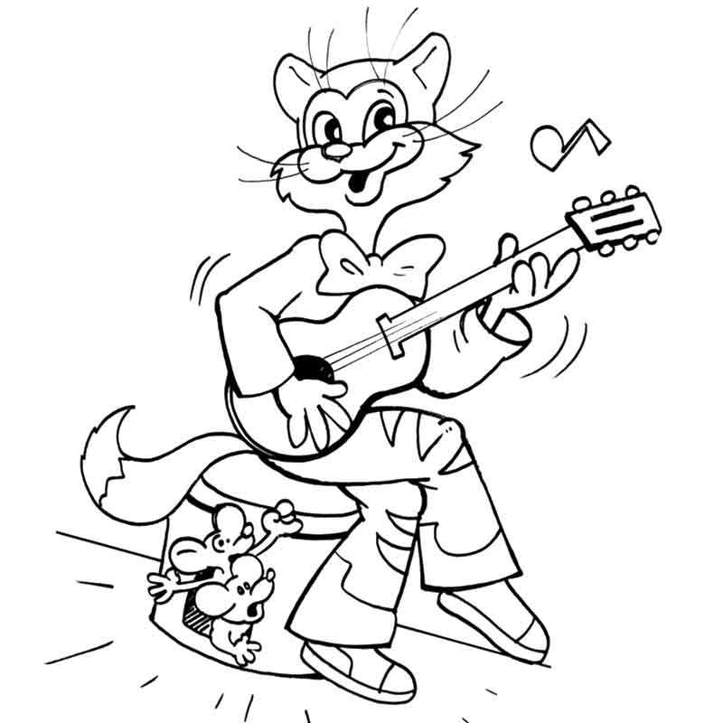 кот Леопольд любитель играть на гитаре