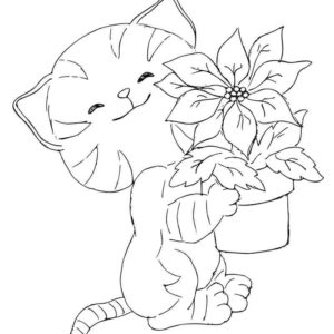 Котик с цветами на 8 марта