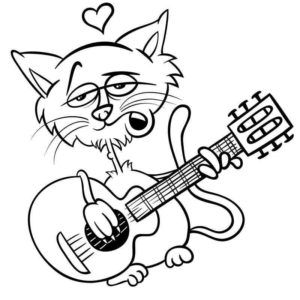 Котик с гитарой на день влюбленных