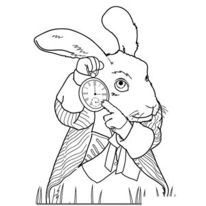 кролик показывает время на часах