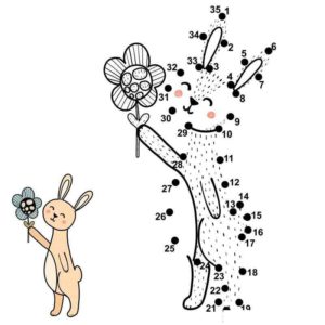 Кролик с цветочком по точкам
