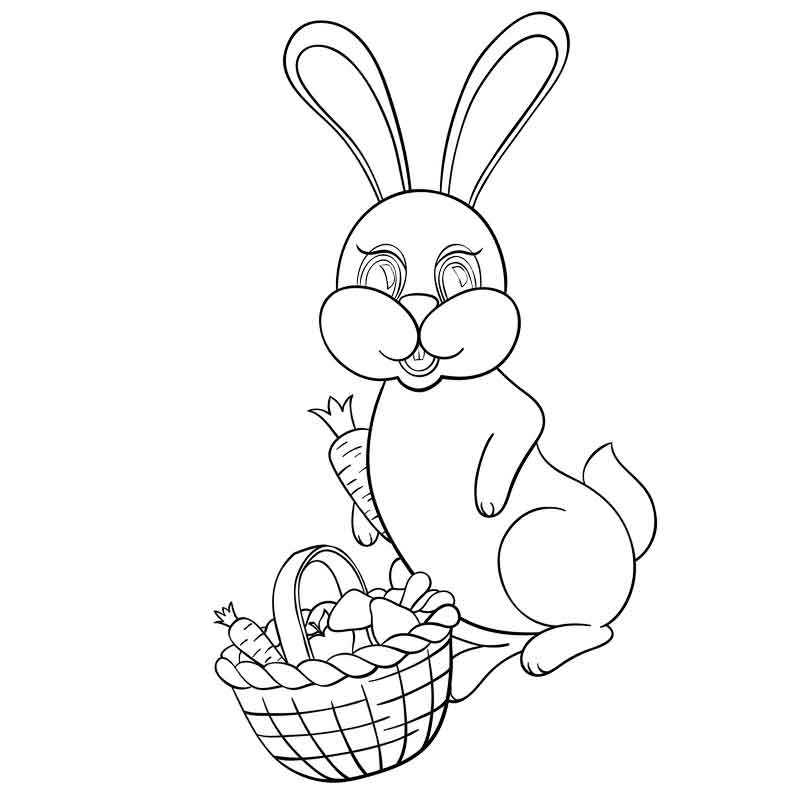 Кролик с корзинкой морковок
