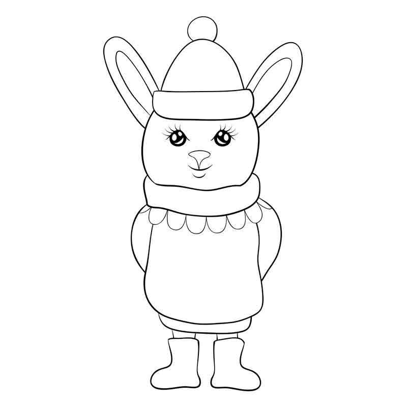 Кролик в теплой одежде