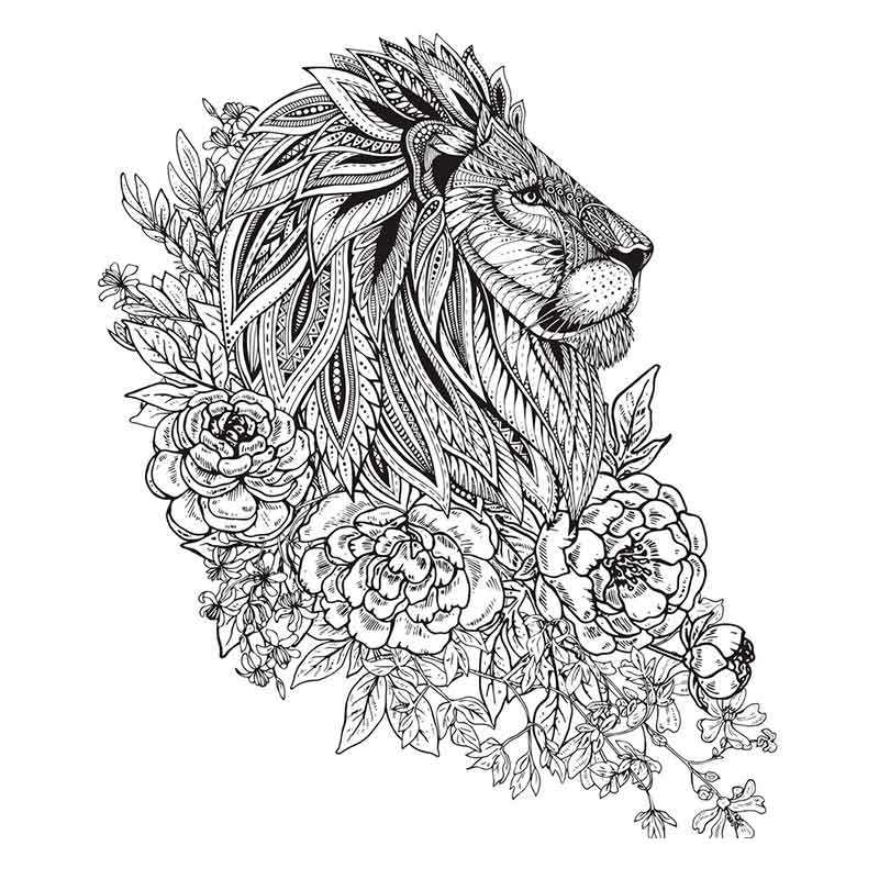 Лев антистресс с цветами