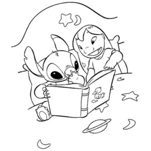 Лило и Стич читают книгу