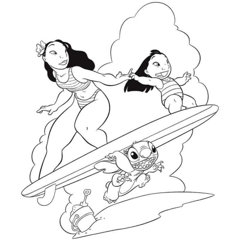 Лило и Стич Нани серфинг