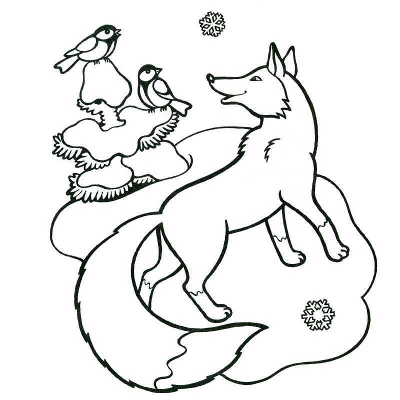Лиса и волк - Раскраски от сайта В мире сказки!