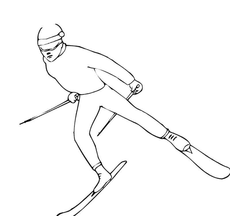 лыжник на трассе