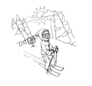 лыжник в горах под солнцем