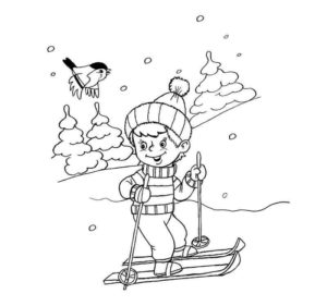 лыжник в лесу