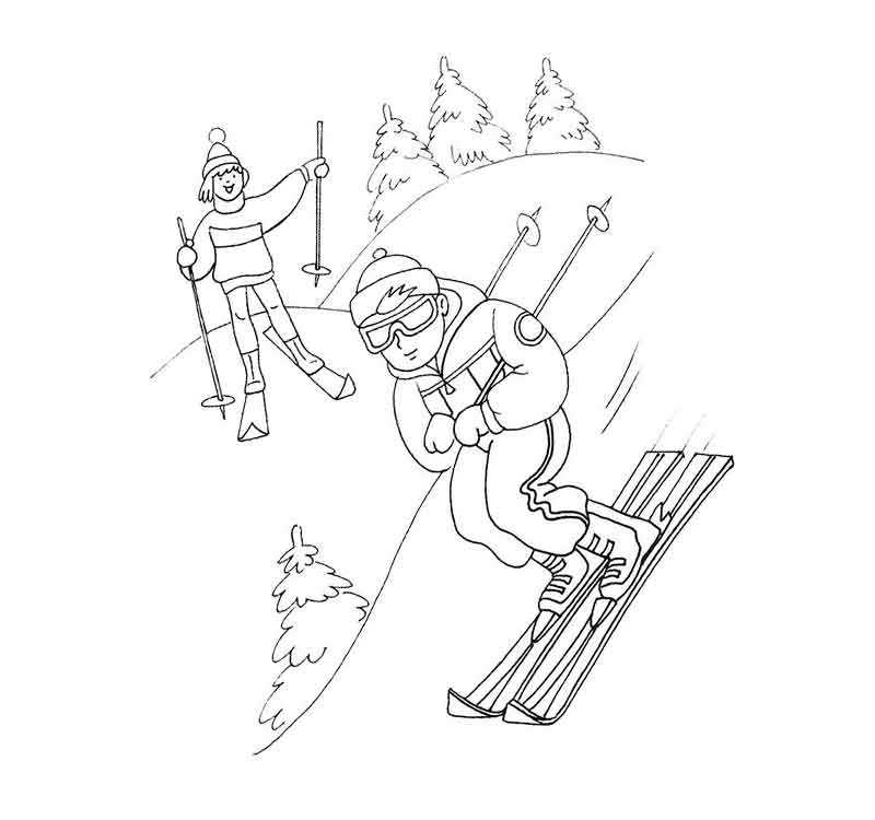 лыжники в горах