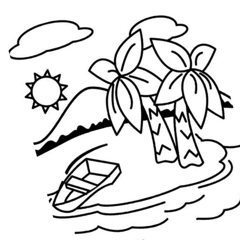 лодка возле пальм