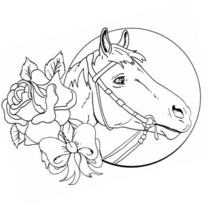 лошадь и розы