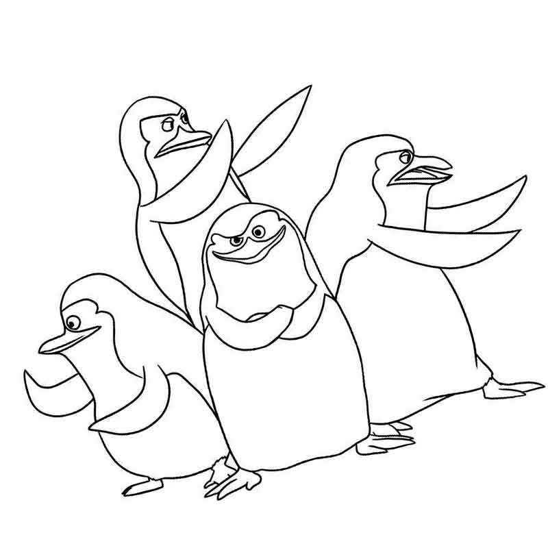 Раскраска Пингвины из Мадагаскара