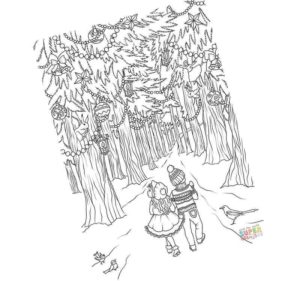 мальчик и девочка гуляют в зимнем лесу
