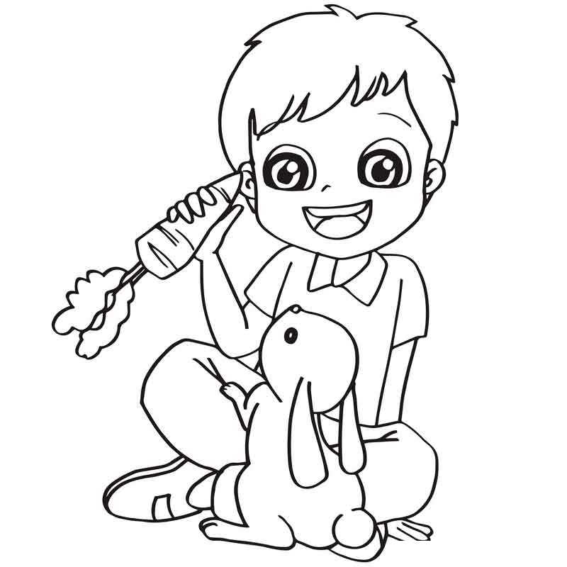 Мальчик и кролик с марковкой