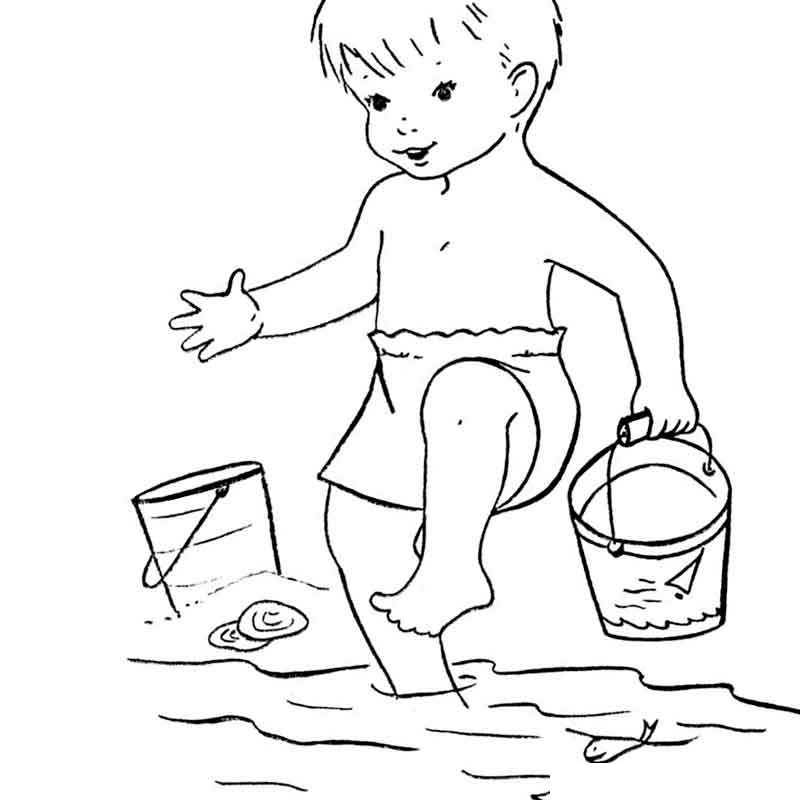 мальчик мочит ноги в воде