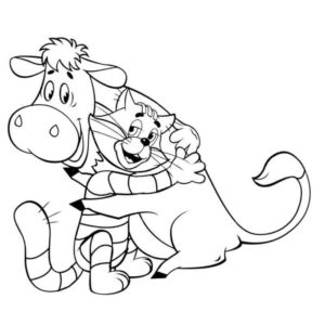 Матроскин из Простоквашино обнимается с коровой