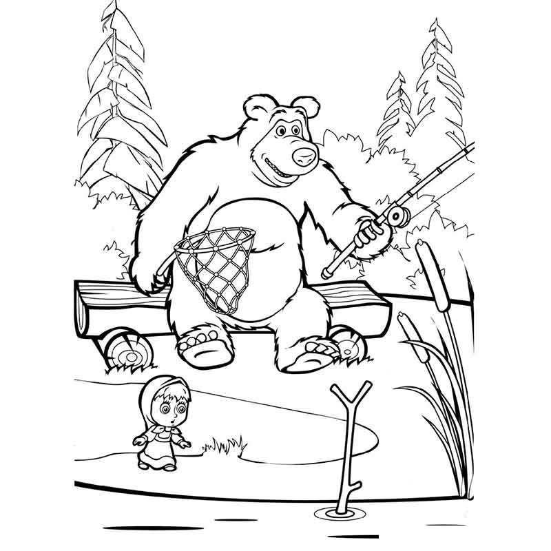 Медведь с Машей ловят рыбку