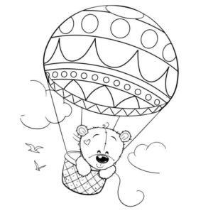 медвежонок летит на воздушном шаре