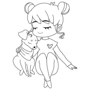 Милая девочка с щенком