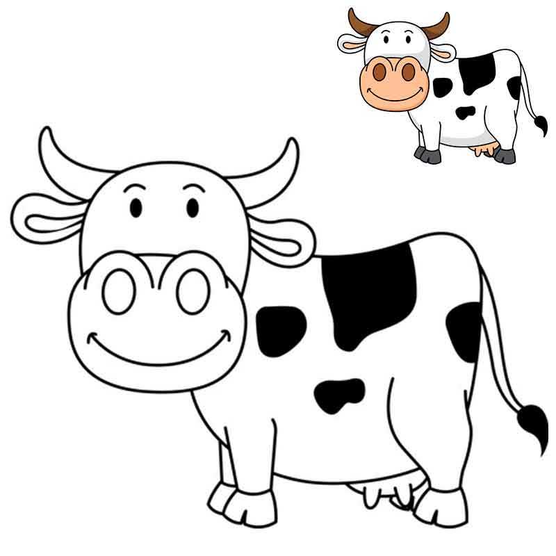 Корова — раскраска для детей. Распечатать бесплатно.