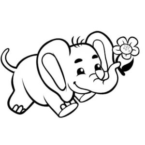 милый слоненок с цветочком