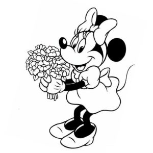 Минни Маус с букетом цветов