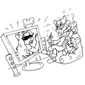 мыши и кот Леопольд смотрят телевизор