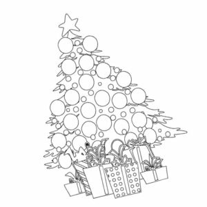 новогодняя елка с шарами и подарками