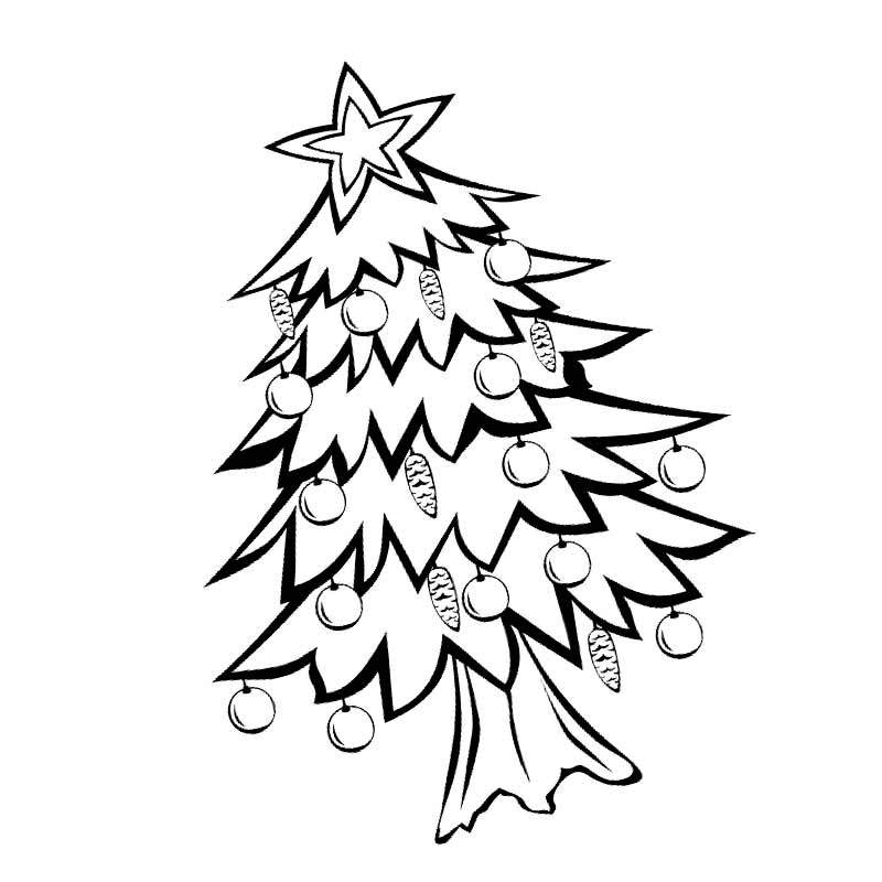 Раскраска елка зима. Новогодняя елка украшенная шарами