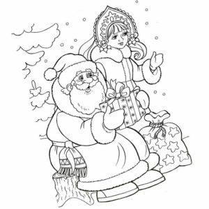 новогодняя открытка дед мороз и снегурочка