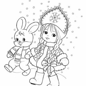 новогодняя открытка снегурка и зайчик