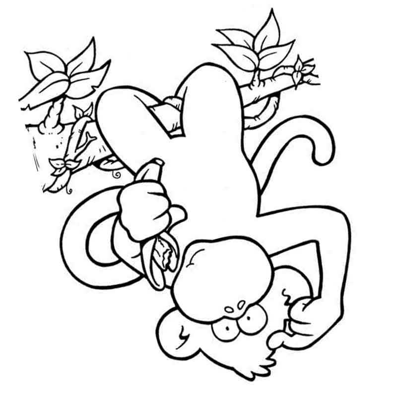 Раскраска Обезьянка у новогодней елки | Раскраски обезьянки. Раскраска обезьяна для детей