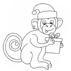 обезьянка и подарок на новый год