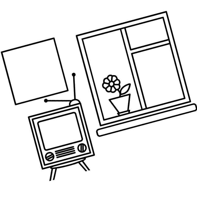 окно цветок и телевизор