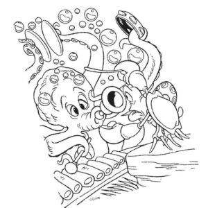осьминог играет на музыкальном инструменте