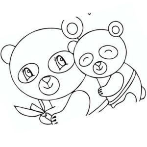панда и ее детеныш