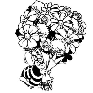 пчела с букетом цветом