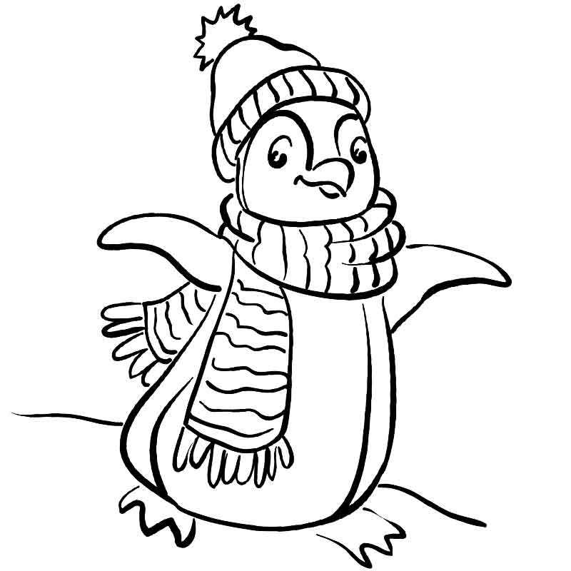 пингвин в шарфике и шапке