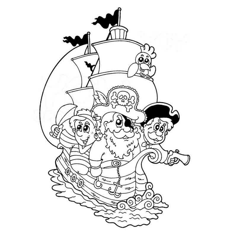 Пиратский корабль — раскраска