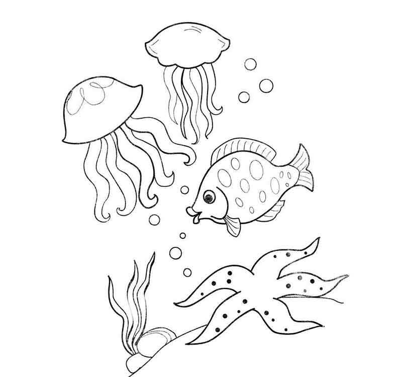 Раскраска Подводный мир (сложение до 10) распечатать или скачать