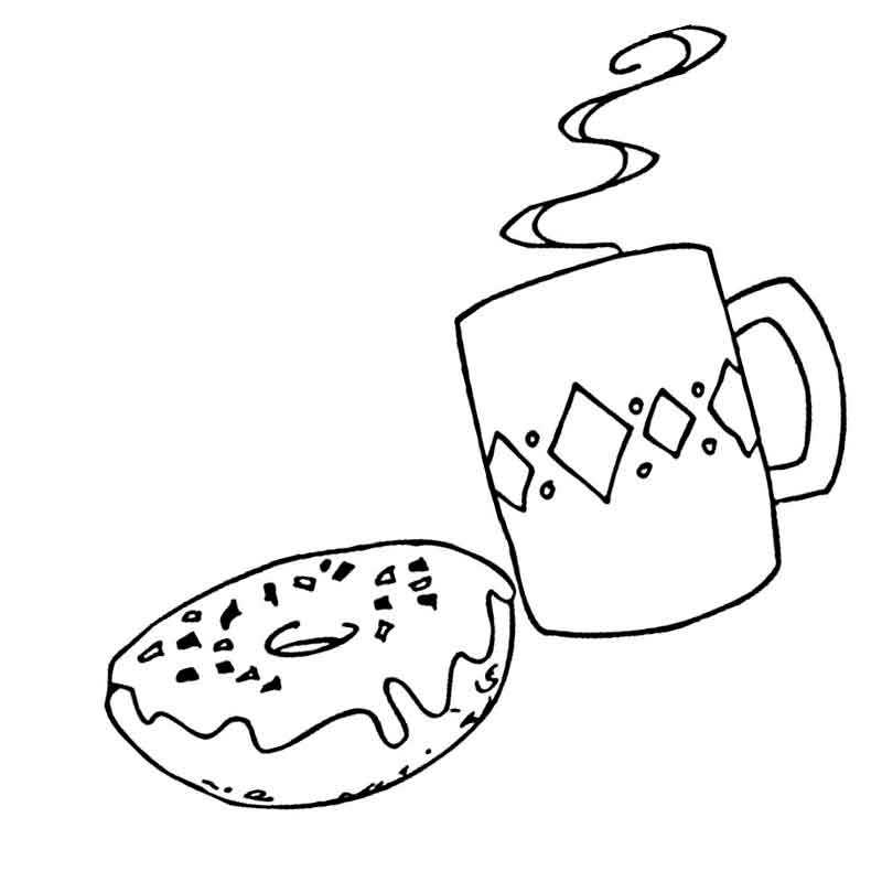 пончик и чашка кофе