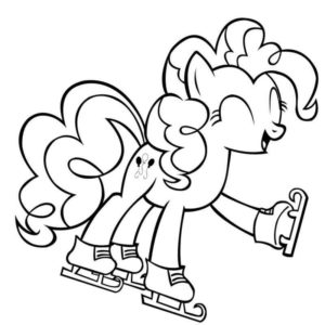 Пони Пинки пай радостно катается на коньках