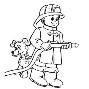 пожарный ребенок с собакой