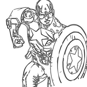 Капитан Америка - скачать и распечатать раскраску. Супергерой Marvel Comics, Стив Роджерс