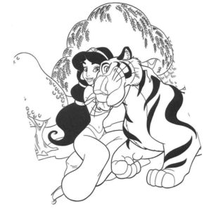 принцесса Жасми из Алладина с тигром