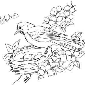 Птица и весна на дереве