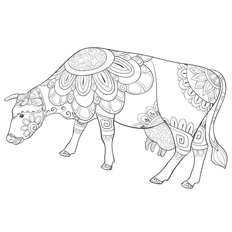 Раскраски Раскраска Корова Домашние животные, Раскраска Прогулка по полю Домашние животные.